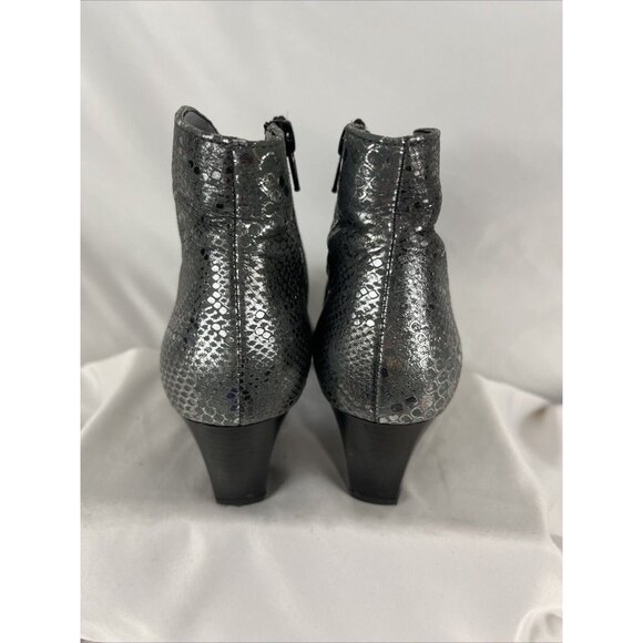 Ara Silver Metallic Snakeskin-Patterned German Booties - Picture 10 of 16
